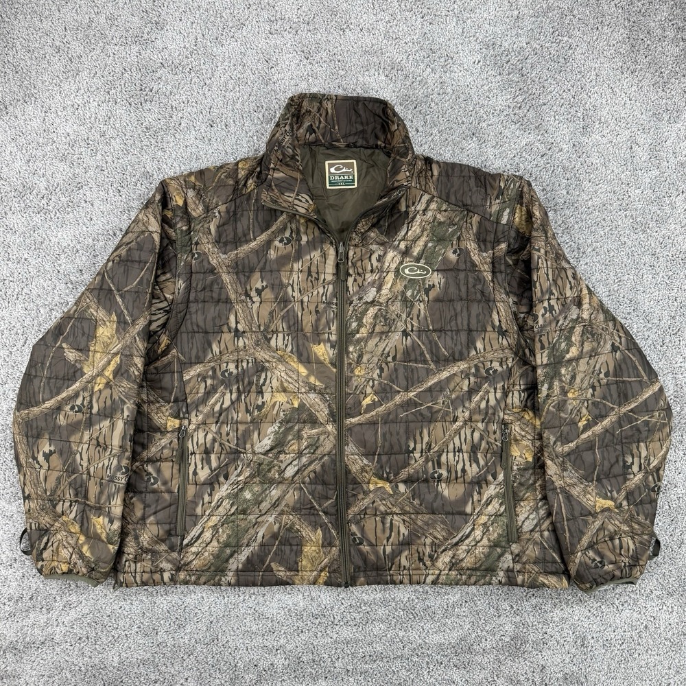 Drake Waterfowl Jacket Men's 2XL Mossy Oak Camo Convertible Vest Puffer Outdoors